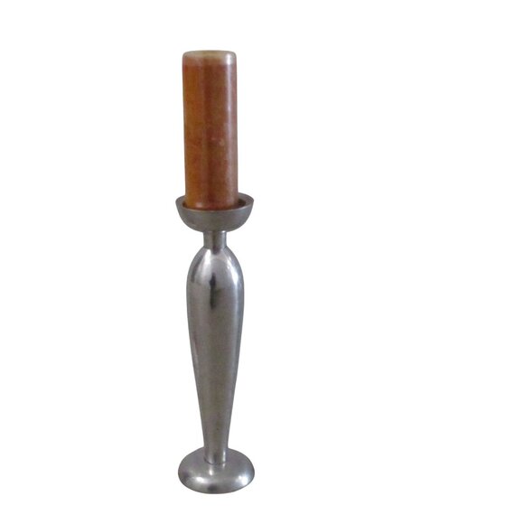 Silver Pewter Candlestick Modern Xtra Tall 16" - Picture 2 of 8